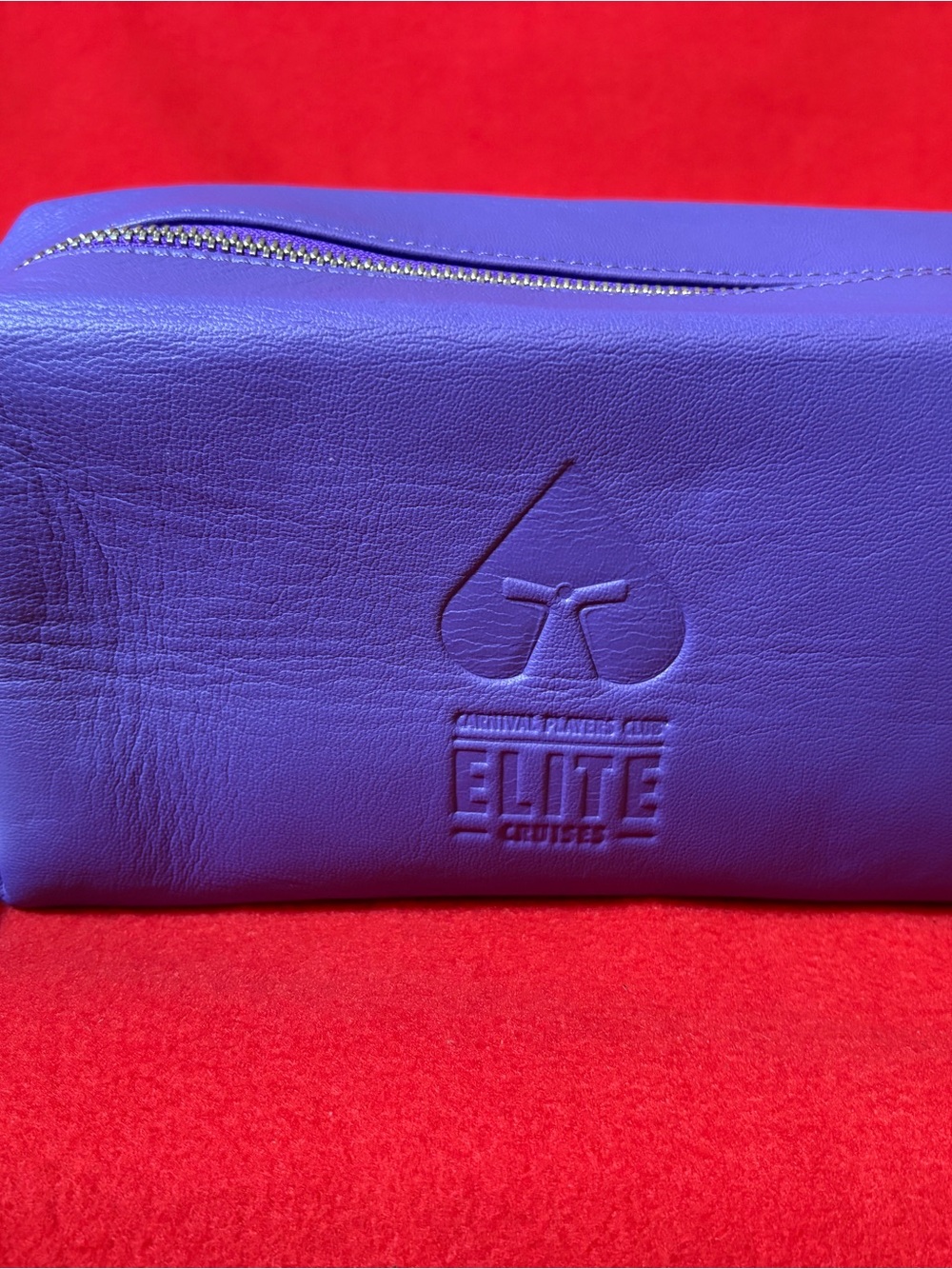 NWT Carnival Players Club Elite Purple Genuine Leather Cosmetic Travel Bag